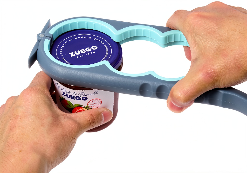 Installing Wolnivi Jar Opener Manual Plastic Extra Large Blue Grey on a kitchen counter