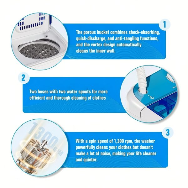 Superday Portable Washing Machine Twin Tub Compact Blue-5