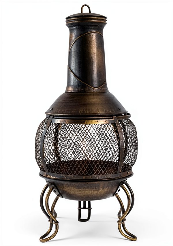 Gold Chiminea Wood Fire Pit Classic Style Vintage Cappadocia-0