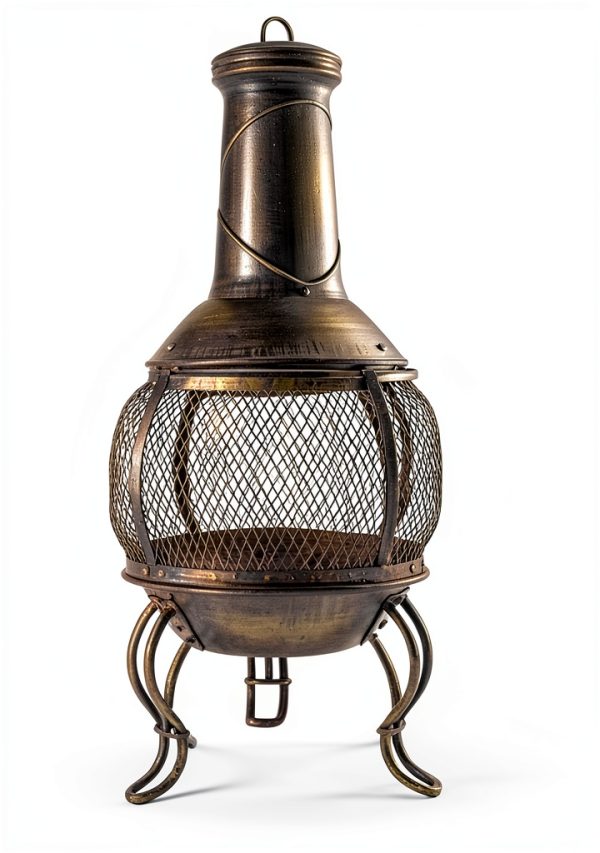 Gold Chiminea Wood Fire Pit Classic Style Vintage Cappadocia-1