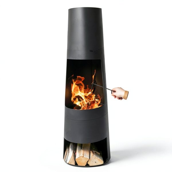 Sunnydaze Decor Black Steel Chiminea for Small Spaces-4
