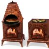 Deeco Cast Iron Chiminea Pizza Oven Triangular-0