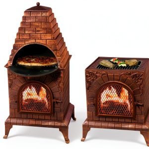 Deeco Cast Iron Chiminea Pizza Oven Triangular-0