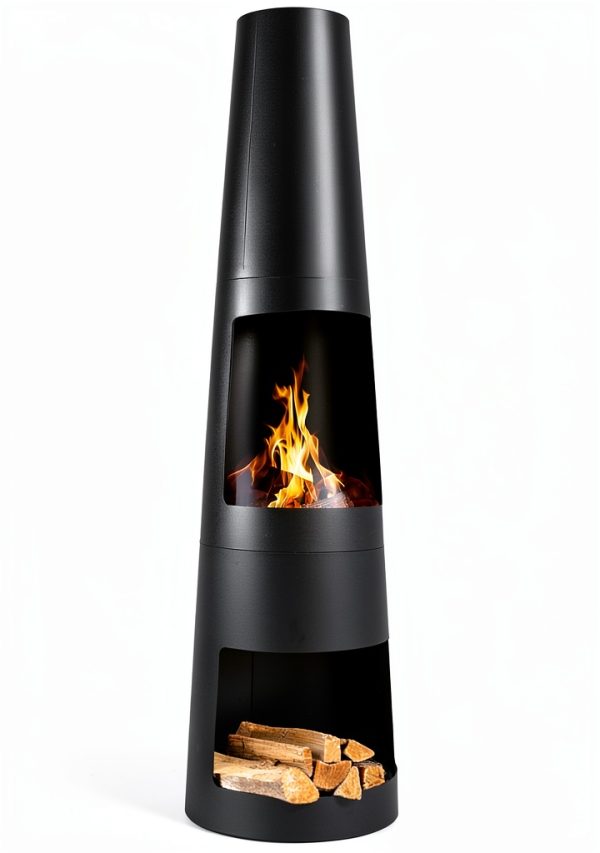 Sunnydaze Decor Black Steel Chiminea for Small Spaces-0