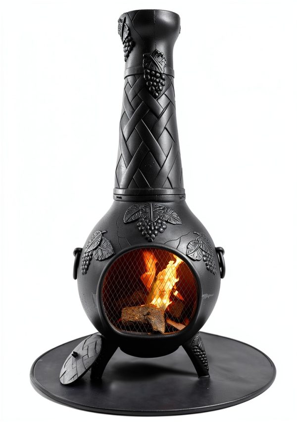 The Blue Rooster Charcoal Wood-Burning Chiminea Grape Model 20x22x52-3