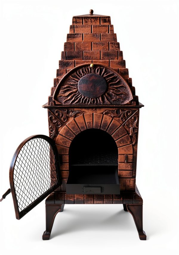 Deeco Cast Iron Chiminea Pizza Oven Triangular-2