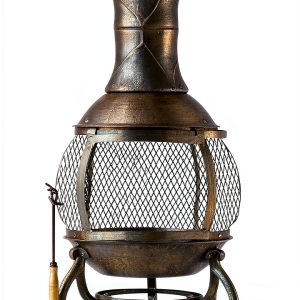Alloy Steel Chiminea Kay Home Round Bronze-0