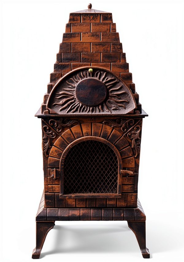 Deeco Cast Iron Chiminea Pizza Oven Triangular-1