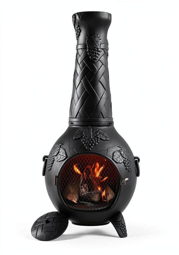The Blue Rooster Charcoal Wood-Burning Chiminea Grape Model 20x22x52-2