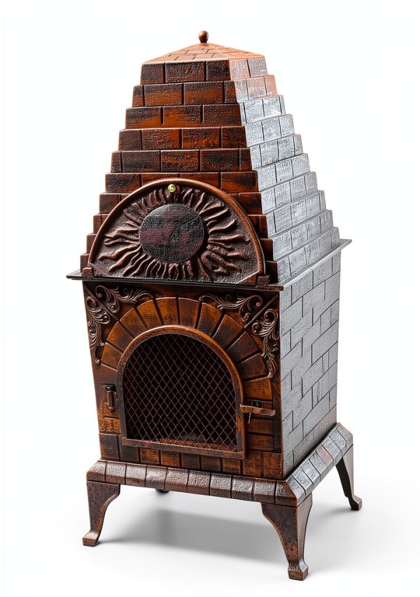 Deeco Cast Iron Chiminea Pizza Oven Triangular-4