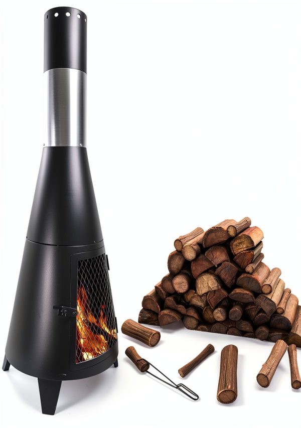 Outdoor Fire Pit ptlsy Chiminea Iron Rocket Design-5
