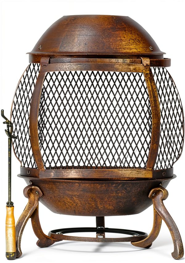 Alloy Steel Chiminea Kay Home Round Bronze-3