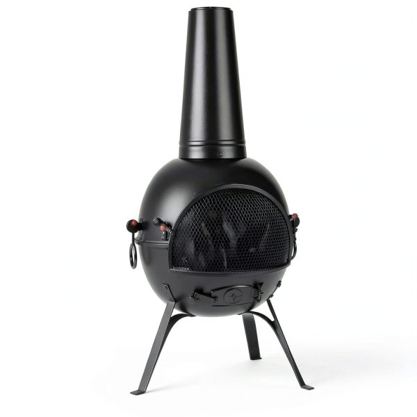 Wood Burning Chiminea SINGLYFIRE SFC-001 Black Round Metal Traditional-4