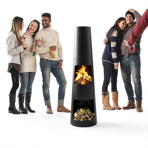 Cast Iron Chiminea by Favorite Garden Round Wood-Fired OF-1 Black-4