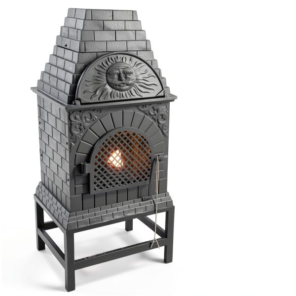 Chiminea The Blue Rooster ALCICH039CH Black Aluminum 22x18x58-2