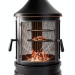 ASJMR Metal Chiminea Outdoor Fireplace Grill Black Modern Round 23.6in-0