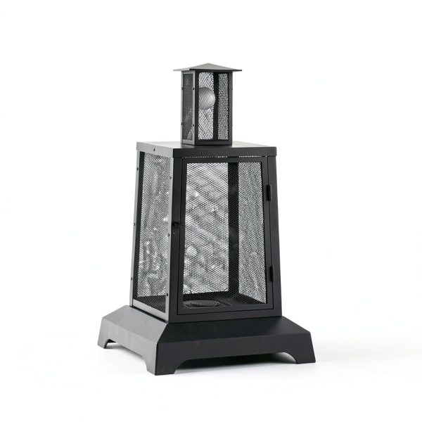 WALCUT Modern Square Chiminea Fire Pit 43in Black Powder Coated Metal-5