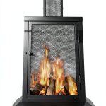 WALCUT Modern Square Chiminea Fire Pit 43in Black Powder Coated Metal-0