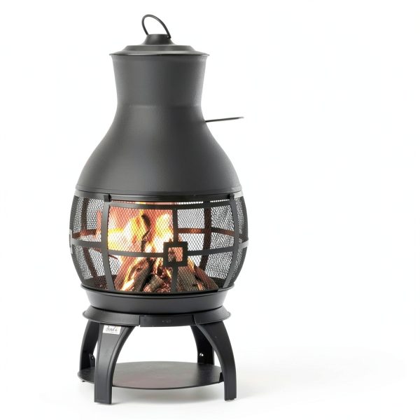 Bali Outdoors Cast Iron Chiminea SRCH56 Compact Oval Brown Black-6