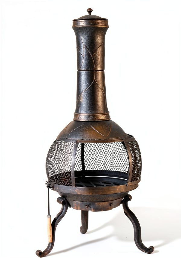 Kay Home Chimineas Brushed Bronze Round Wood Fireplace Model 30199-2