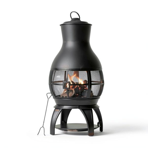 Bali Outdoors Cast Iron Chiminea SRCH56 Compact Oval Brown Black-2