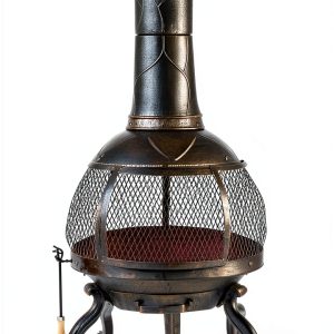 Kay Home Chimineas Brushed Bronze Round Wood Fireplace Model 30199-0