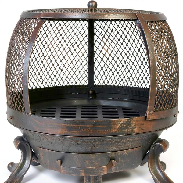 Kay Home Chimineas Brushed Bronze Round Wood Fireplace Model 30199-4
