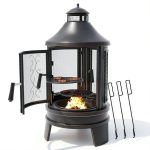 ALAULM Modern Black Metal Chiminea with 3 Door Access and Adjustable-0
