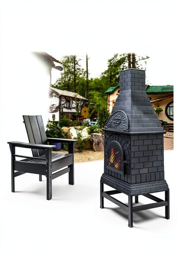 Chiminea The Blue Rooster ALCICH039CH Black Aluminum 22x18x58-5