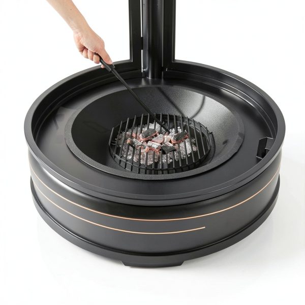 ALAULM Modern Black Metal Chiminea with 3 Door Access and Adjustable-4