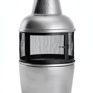 Safavieh Patio Chiminea PIT1001A Silver Black Round Alloy Steel Heater-0