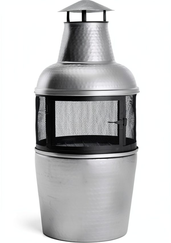 Safavieh Patio Chiminea PIT1001A Silver Black Round Alloy Steel Heater-0