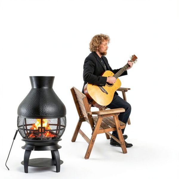 Giantex Chiminea Fire Pit Classic Copper Finish Round 20x20x43.5-2