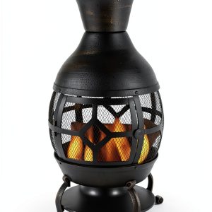 Cast Iron Chiminea B H G Bronze Finish with Nylon Cover 22.8"-0