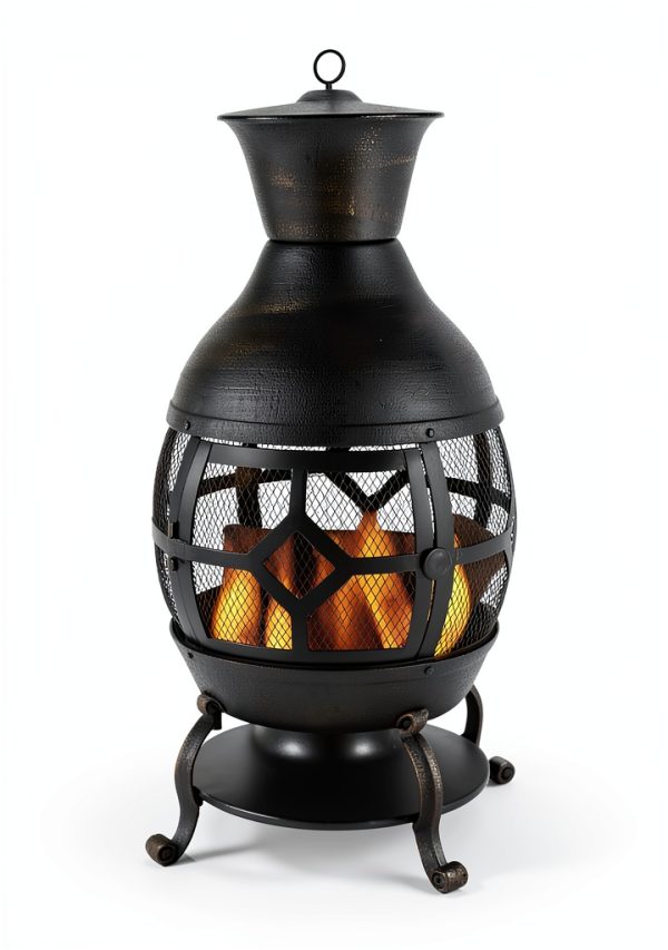 Cast Iron Chiminea B H G Bronze Finish with Nylon Cover 22.8"-0