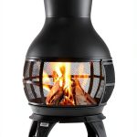 Bali Outdoors Cast Iron Chiminea SRCH56 Compact Oval Brown Black-0