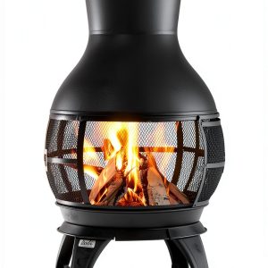 Bali Outdoors Cast Iron Chiminea SRCH56 Compact Oval Brown Black-0