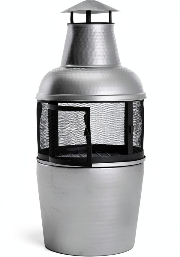 Safavieh Patio Chiminea PIT1001A Silver Black Round Alloy Steel Heater-3