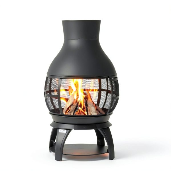 Bali Outdoors Cast Iron Chiminea SRCH56 Compact Oval Brown Black-5