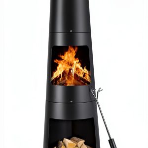 Cast Iron Chiminea by Favorite Garden Round Wood-Fired OF-1 Black-0