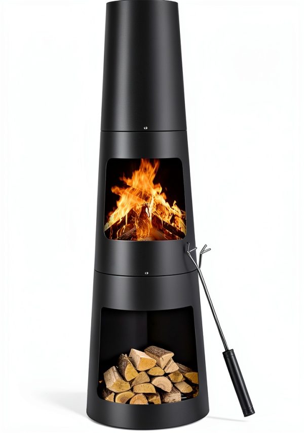 Cast Iron Chiminea by Favorite Garden Round Wood-Fired OF-1 Black-0