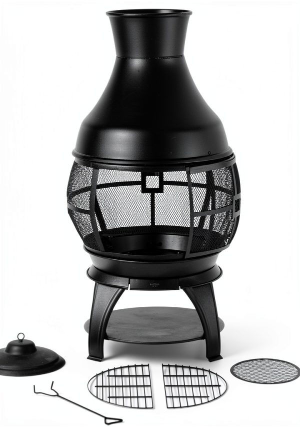 Wood Burning Fire Pit BALI OUTDOORS Cast Iron Antique Chiminea 22x22-3