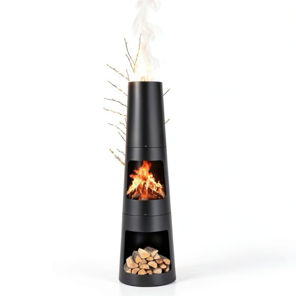 Cast Iron Chiminea by Favorite Garden Round Wood-Fired OF-1 Black-3
