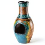 Turquoise Gold Chimenea by BLACK FOREST DECOR Clay 9.5" Dia-0