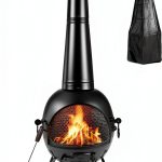 Wood Burning Chiminea SINGLYFIRE SFC-001 Black Round Metal Traditional-0